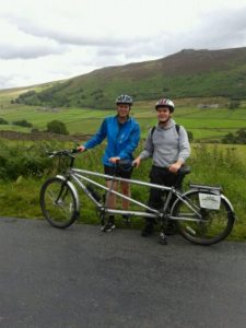 Kelsey and Kathryn in the Yorkshire Dales with their tandem bike