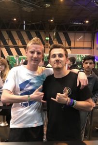 Stephen Newey stood in a photo with SYNDICATE, a famous gamer at the Insomia Gaming Festival.