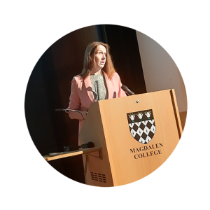 Sarah Stephenson-Hunter delivering a speech at a podium