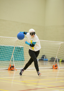 Image of a Goalball player throwing