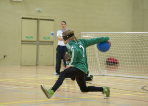 Image of a Goalball player throwing
