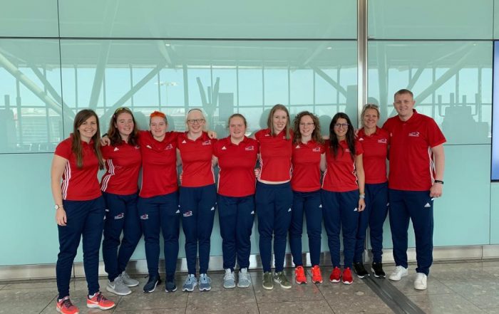 Group photo of GB women and coaches before travelling to the USA for the Paralympic Qualifiers in Fort Wayne