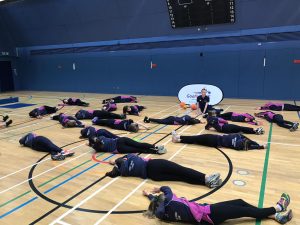 Group of school students practising their barrier position