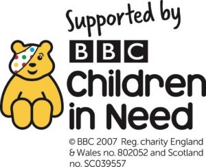 'Supported by' Children in Need logo