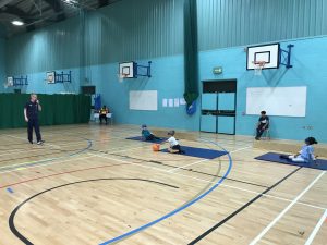 Action shot taken at Goalball UK school competition