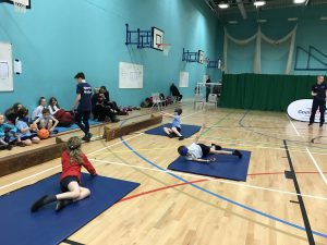 Action shot taken at Goalball UK school competition