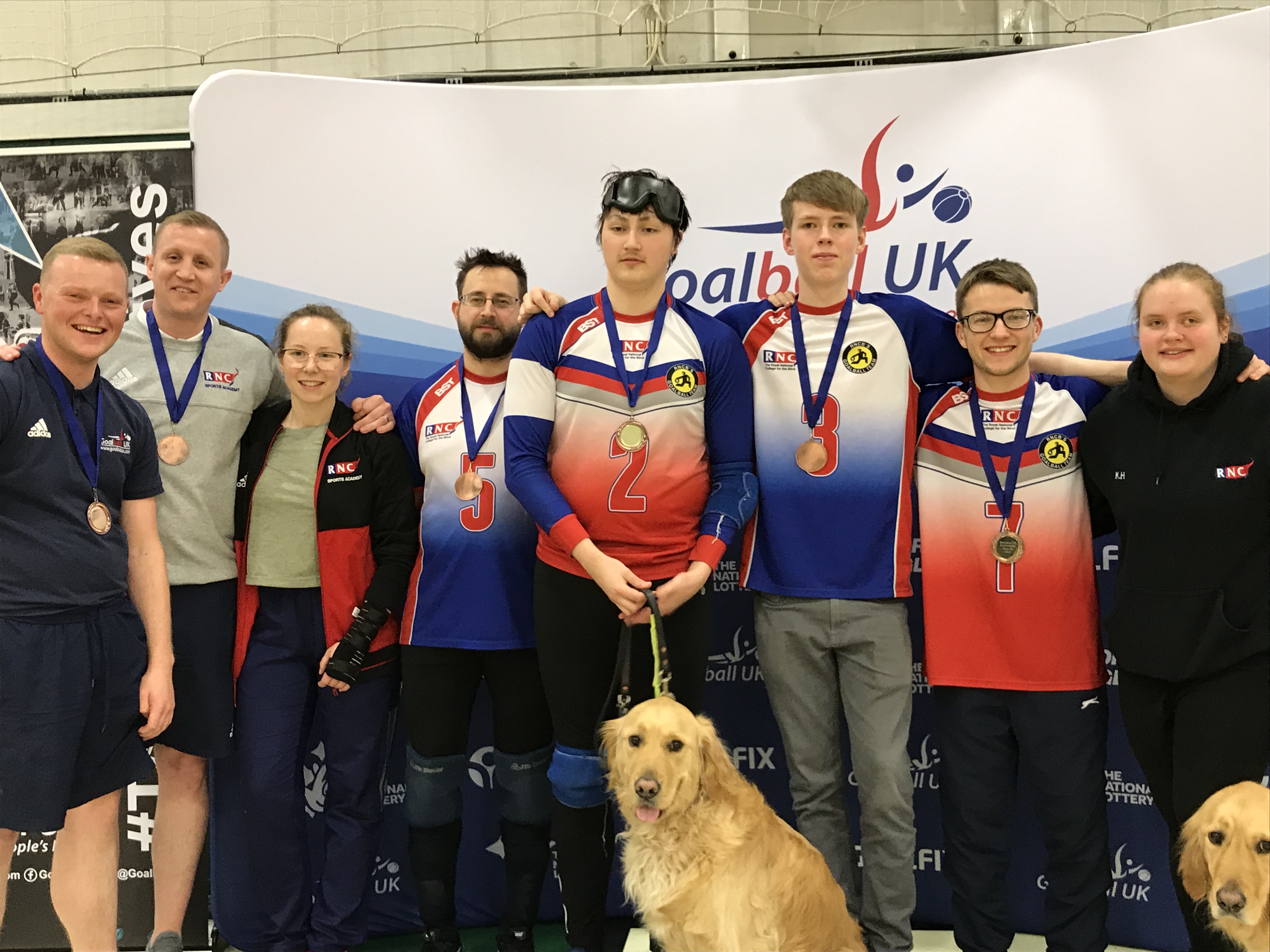 Photo of RNC sporting their medals at the end of the Goalfix Goalball Cup 2019