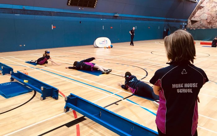 Action shot from Goalball UK School session in London