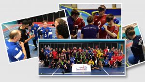 Collage of various photos showcasing Goalball UK