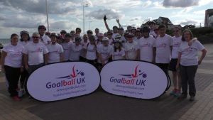 Group photo from Goalball UK's Coast to Coast challenge, 2015