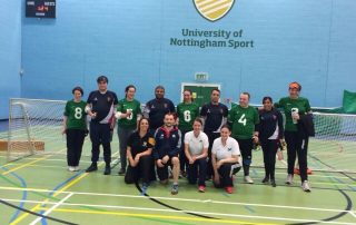 Group photo from the Nottingham Varsity match, with both teams and coaches