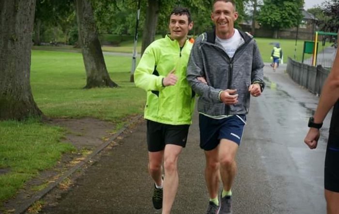 Anthony with his guide runner, at Hillsborough Park
