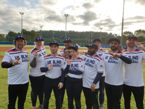 UK Blind Baseball Team Photo - Abu-bakr Ishtiaq is pictured at the back in the middle.
