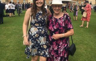 Dina Murdie and GB Women's Assistant Coach Becky Ashworth getting a picture together at the Buckingham Garden Party.
