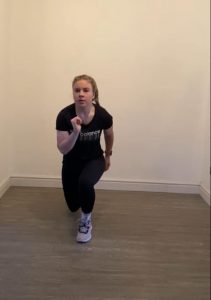 Image shows Megan in the lunge position