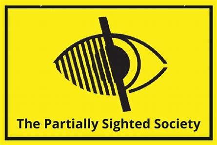 The Partially Sighted Society logo which is the shaded eye