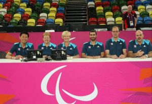 Image shows Judith and other officials sat together at the London 2012 Olympics