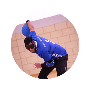 Naqib Ahmed about to throw a goalball