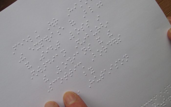 Some fingers reading a page of Braille