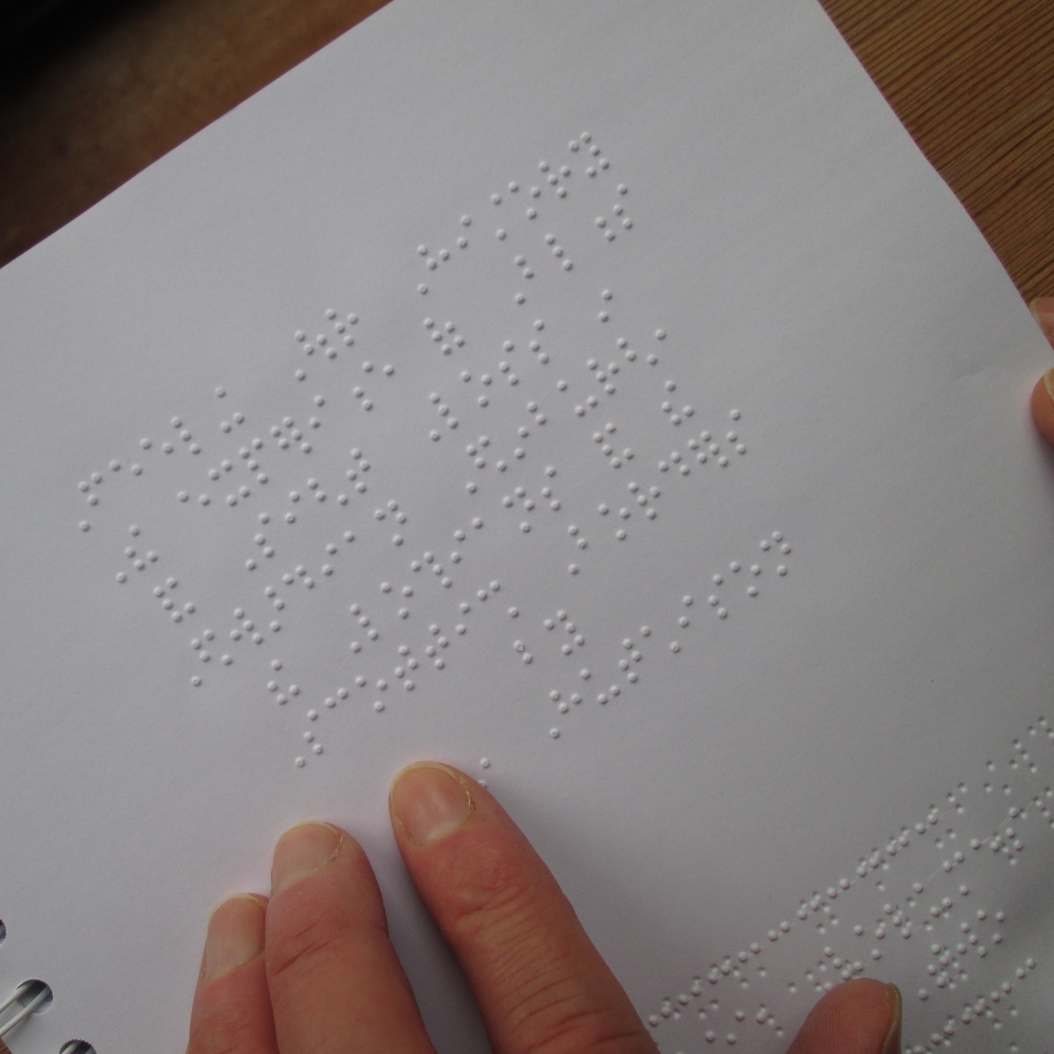 Some fingers reading a page of Braille