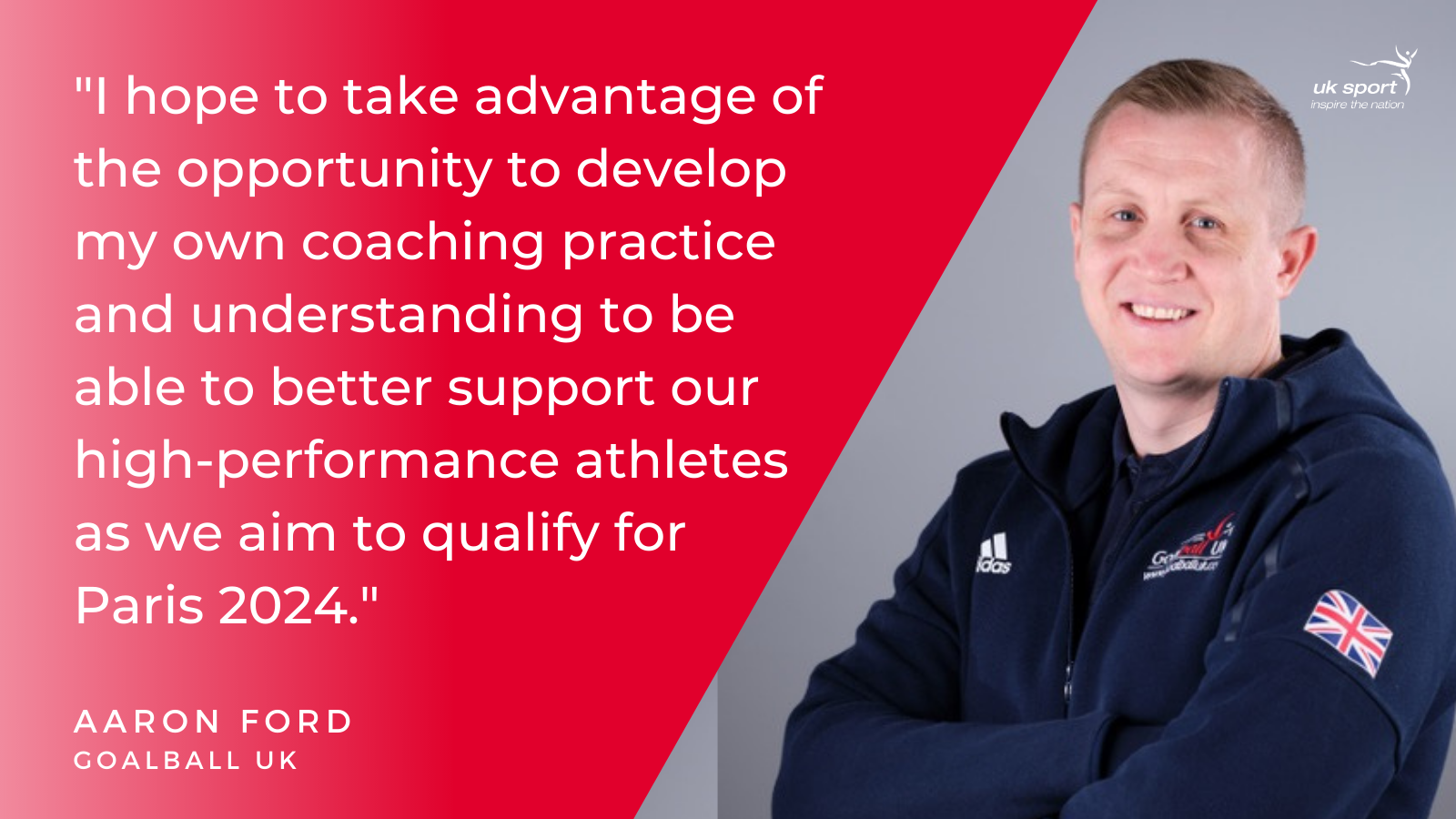 Aaron Ford, GB Women's Head Coach providing his thoughts on being accepted onto the high performance apprenticeship.