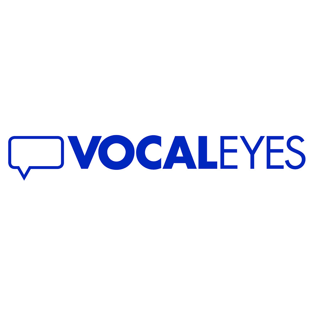 A speech bubble followed by text saying VocalEyes