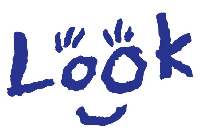 Look logo which is the word 'Look' with eyelashes above the O's and a curved line to represent a smile below.
