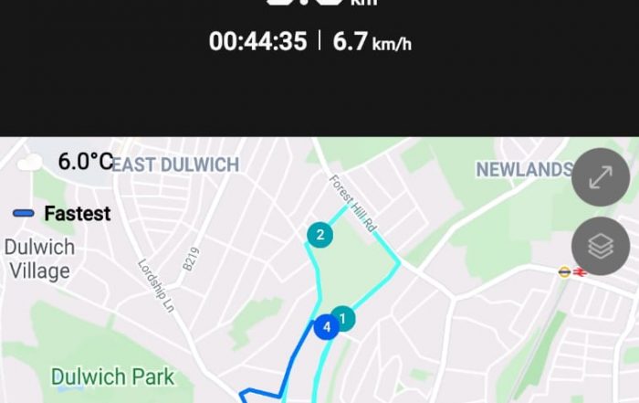 Screen shot of a 5k route