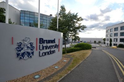 Brunel University sign at the entrance to the university