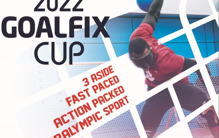Goalfix cup poster - player in a red top throwing a ball.