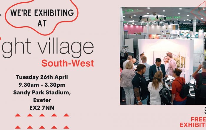 Sight Village South West promotional banner, with details of the event on Tuesdyay 26th April at Sandy Park Stadium