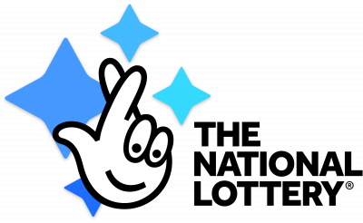 National Lottery logo of crossed fingers with blue stars behind