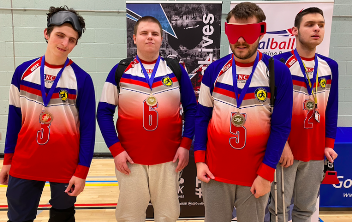 RNCB novice team who won bronze at the 3rd Novice Tournament. All 4 players are wearing red white and blue RNC jerseys.