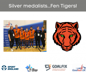 Silver medal graphic with Fen Tigers team photo on the left, their logo on the right and a banner above that reads "Silver medalists...Fen Tigers!" with a silver background.