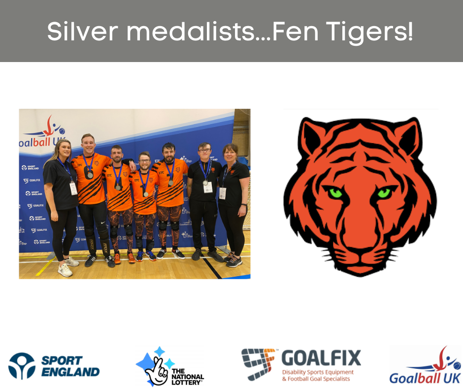 Silver medal graphic with Fen Tigers team photo on the left, their logo on the right and a banner above that reads "Silver medalists...Fen Tigers!" with a silver background.