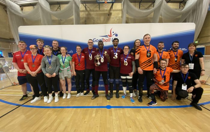 Goalfix Cup 2022 medalists with bronze winning RNC Academy on the left, silver winning Fen Tigers on the right, and gold winning Northern Allstars in the middle.