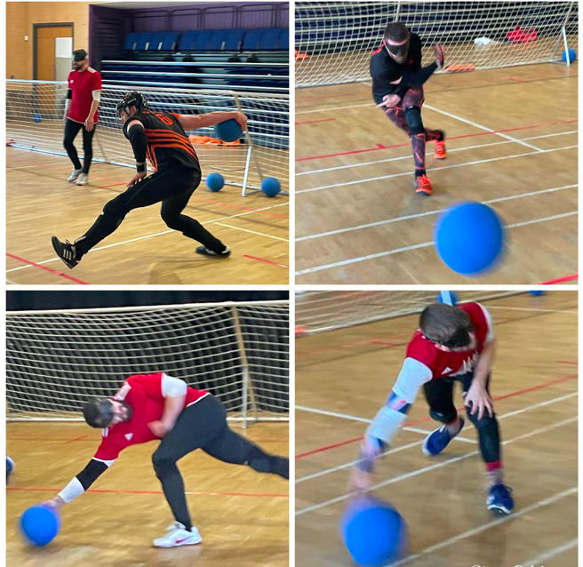 A grid with four photos of the four Fen Tigers players competing at this years Goalfix Cup with them all shooting. Top left, Josh McEntee, bottom left, Dan Roper, top right, Dom Roper, and bottom right, Joe Roper.