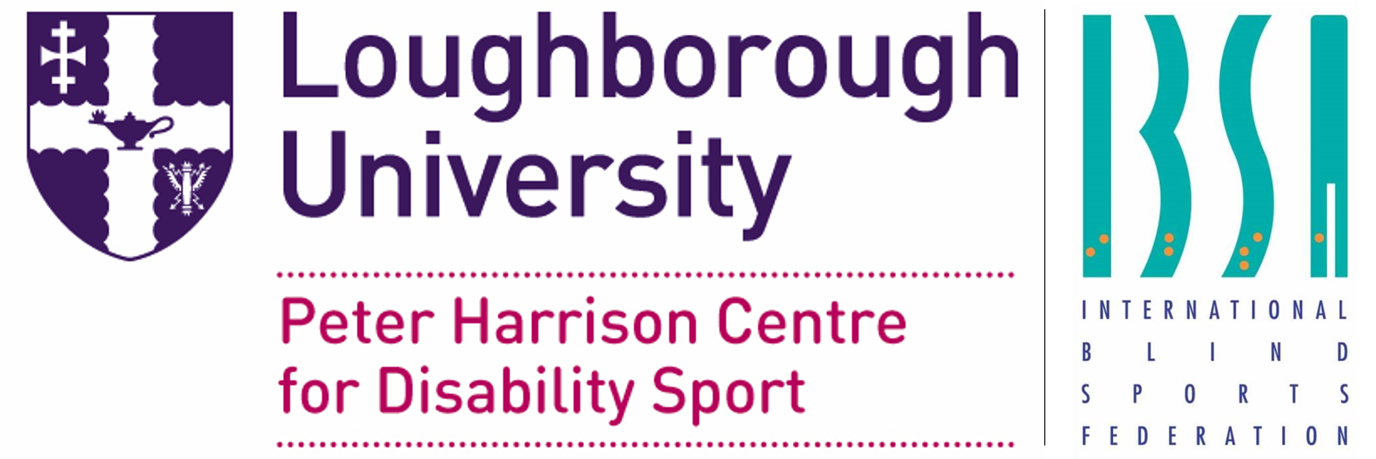 Loughborough University logo on the left, International Blind Sports Federation logo on the right. Underneath, wording that reads 