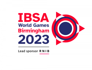 IBSA World Games 2023 in red and blue text. Underneath, reads "Lead sponsor RNIB".