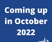 Blue rectangle with white text which reads 'October 2022'
