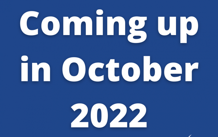 Blue rectangle with white text which reads 'October 2022'