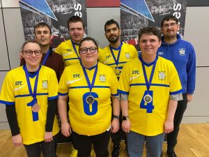 South Yorkshire goalball club posing for a team photo with their medals from a Regional matchday