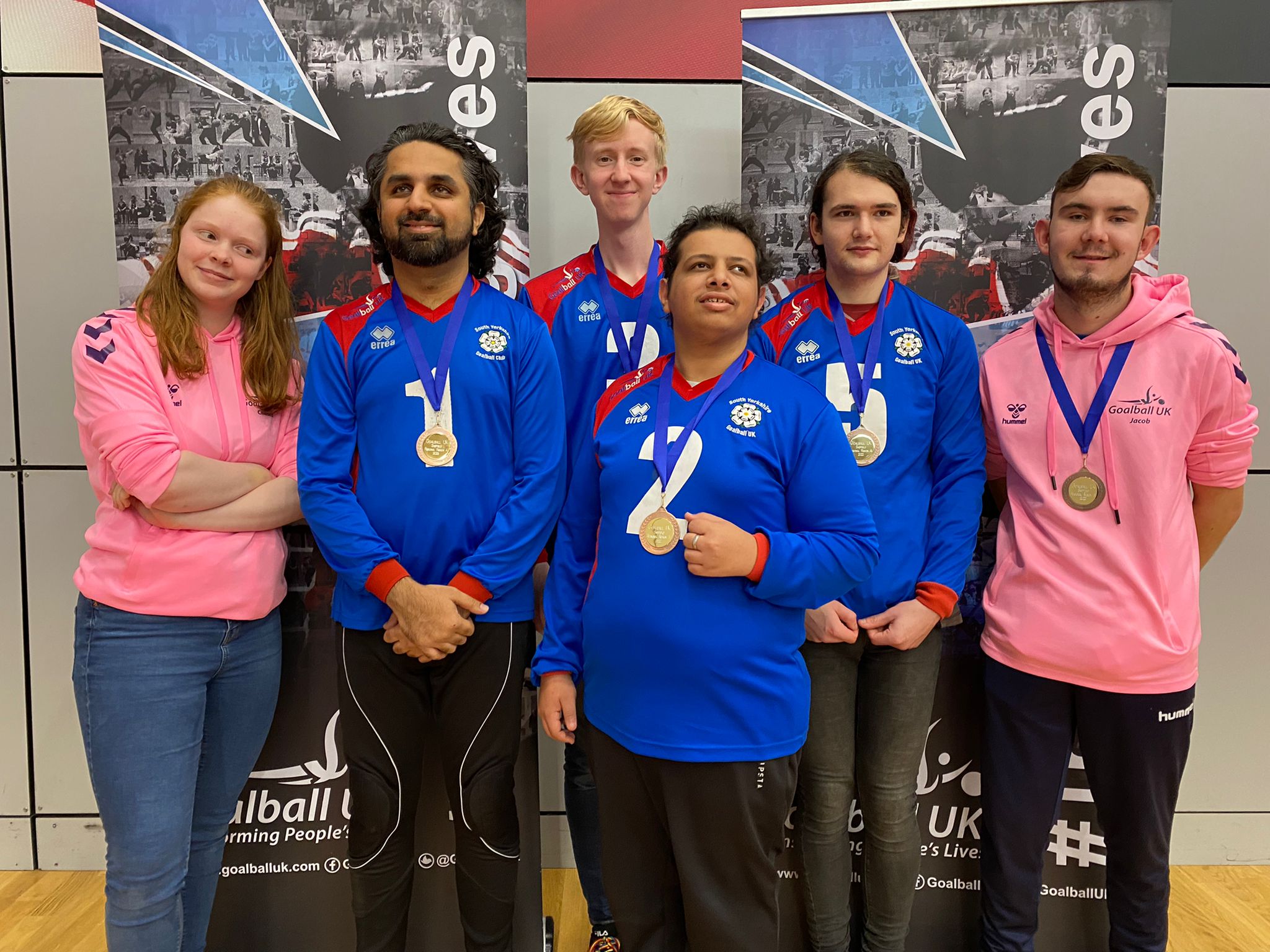 West Yorkshire goalball club posing with their medals