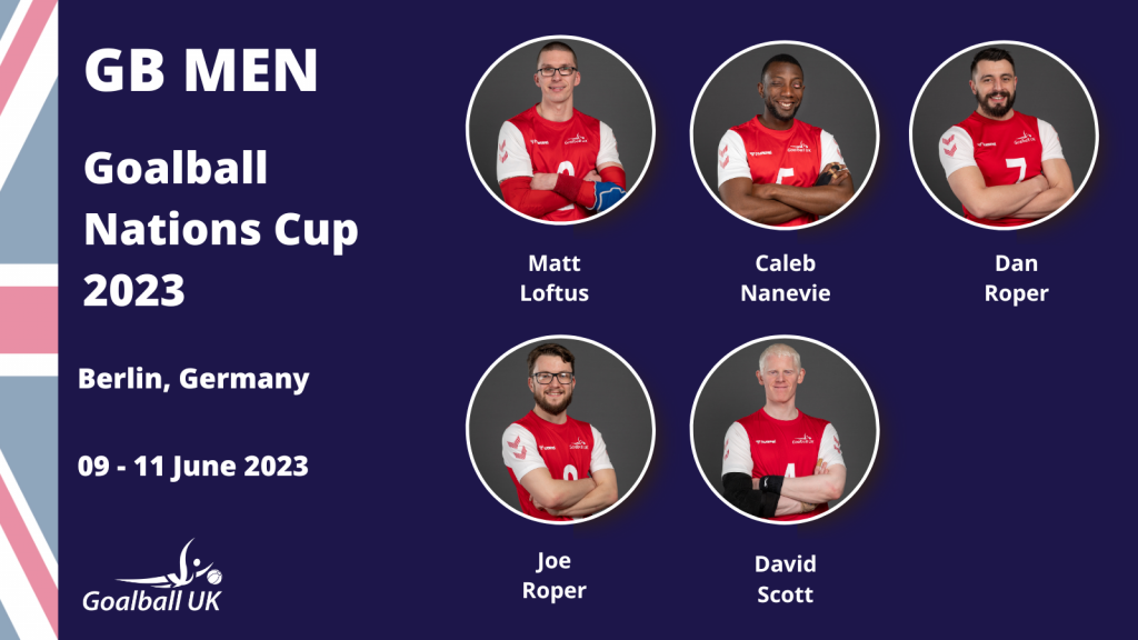 Promotional graphic showing the player headshots for the Goalball Nations Cup competition