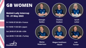Promotional graphic showing GB Women player headshots for the Malmo GB competition