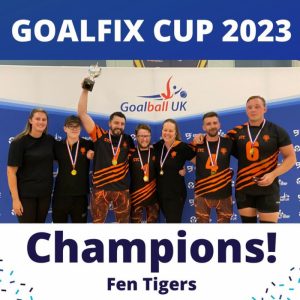 Picture of the Fen Tigers team holding the 2023 Goalfix Cup