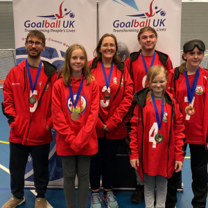 South Wales Goalball Club members stand for a group photo