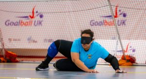 Female player ready to defend the ball.