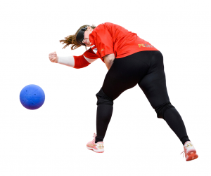 Female Player taking a shot.