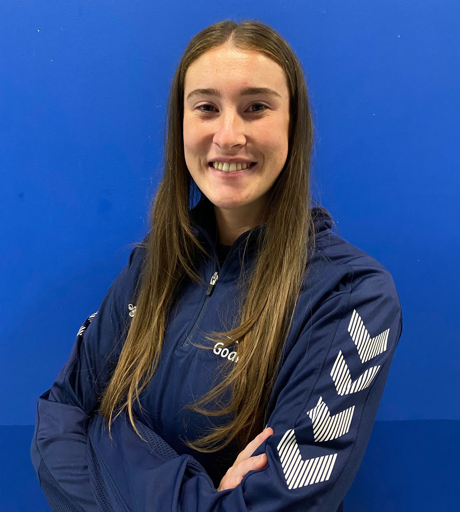 Headshot of Katy in a blue goalball uk top